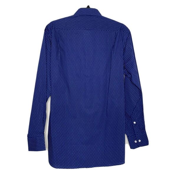 TOMMY HILFIGER Mens Navy Blue Geometric Button-Up Shirt NEW 14.5 32/33 Small S - Picture 4 of 7
